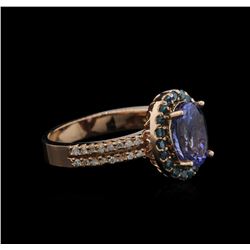 2.56ct Tanzanite and Diamond Ring - 14KT Rose Gold