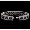 Image 3 : 18KT White Gold 16.40ctw Sapphire and Diamond Bracelet