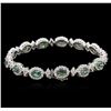 Image 2 : 7.80ctw Alexandrite and Diamond Bracelet - 14KT White Gold