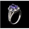 Image 3 : 2.08ct Tanzanite, Blue Sapphire and Diamond Ring - 14KT White Gold