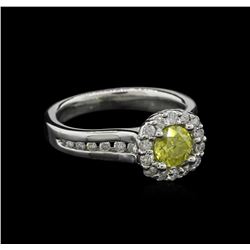 1.17ctw Fancy Yellow Diamond Ring - 14KT White Gold