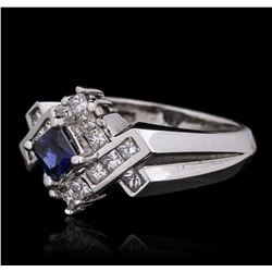 14KT White Gold 0.41ct Sapphire and Diamond Ring