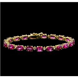 15.00ctw Pink Tourmaline and Diamond Bracelet - 14KT Yellow Gold