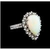Image 1 : 3.90ct Opal and Diamond Ring - 14KT White Gold