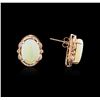 Image 2 : 14KT Rose Gold 7.00ctw Opal and Diamond Earrings