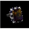Image 1 : 15.97ct Ametrine, Sapphire and Diamond Ring - 14KT White Gold