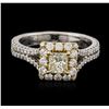 Image 2 : 18KT Two-Tone Gold 0.83ctw Fancy Yellow Diamond Ring