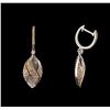 Image 2 : 2.46ctw Fancy Brown Diamond Earrings - 14KT Two-Tone Gold