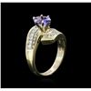 Image 3 : 0.96ct Tanzanite and Diamond Ring - 14KT Yellow Gold