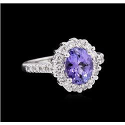 1.77ct Tanzanite and Diamond Ring - 14KT White Gold