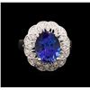 Image 2 : 5.20ct Tanzanite and Diamond Ring - 14KT White Gold
