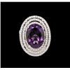 Image 2 : 14KT Two-Tone Gold 8.70ct Amethyst and Diamond Ring
