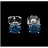 Image 1 : 14KT White Gold 0.97ctw Fancy Blue Diamond Stud Earrings