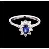 Image 2 : 0.50ct Sapphire and Diamond Ring - 18KT White Gold