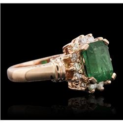 14KT Rose Gold 1.51ct Emerald and Diamond Ring