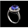 Image 4 : 3.15ct Tanzanite and Diamond Ring - 14KT White Gold