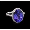 Image 1 : GIA Cert 8.68ct Tanzanite and Diamond Ring - 14KT White Gold