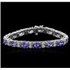 Image 1 : 14KT White Gold 17.85ctw Tanzanite and Diamond Bracelet