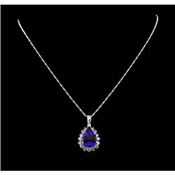 14KT White Gold GIA Certified 16.01ct Tanzanite and Diamond Pendant With Chain