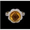 Image 2 : 4.56ct Citrine and Diamond Ring - 14KT Yellow Gold