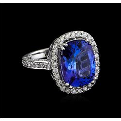 7.60ct Tanzanite and Diamond Ring - 14KT White Gold