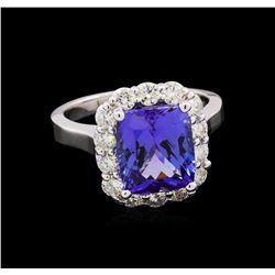 4.71ct Tanzanite and Diamond Ring - 14KT White Gold