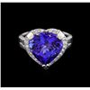 Image 2 : 7.48ct Tanzanite and Diamond Ring - 14KT White Gold