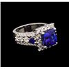 Image 1 : 4.94ct Tanzanite, Sapphire and Diamond Ring - 14KT White Gold