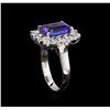 Image 4 : 3.51ct Tanzanite and Diamond Ring - 14KT White Gold