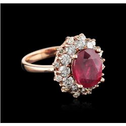 14KT Rose Gold 4.41ct Ruby and Diamond Ring