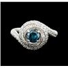 Image 2 : 14KT White Gold 1.29ctw Fancy Blue Diamond Ring