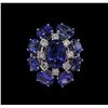 Image 2 : 14KT White Gold 18.66ctw Tanzanite Diamond Ring