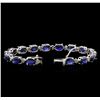 Image 3 : 22.71ctw Blue Sapphire and Diamond Bracelet - 14KT White Gold