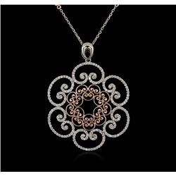 14KT Two-Tone Gold 1.42ctw Diamond Pendant With Chain