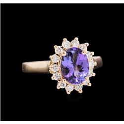 1.55ct Tanzanite and Diamond Ring - 14KT Rose Gold