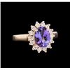 Image 1 : 1.55ct Tanzanite and Diamond Ring - 14KT Rose Gold