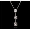 Image 1 : 14KT White Gold Diamond Pendant With Chain