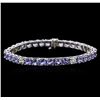 Image 1 : 14KT White Gold 13.13ctw Tanzanite and Diamond Bracelet