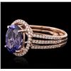 Image 1 : 14KT Rose Gold 2.92ct Tanzanite and Diamond Ring