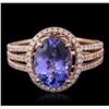 Image 2 : 14KT Rose Gold 2.92ct Tanzanite and Diamond Ring