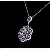 Image 3 : 14KT White Gold 6.13ctw Tanzanite and Diamond Pendant With Chain