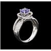 Image 3 : 1.10ct Tanzanite and Diamond Ring - 14KT White Gold