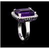 Image 4 : 12.82ct Amethyst and Diamond Ring - 14KT White Gold