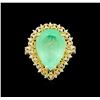 Image 2 : GIA Cert 7.89ct Emerald and Diamond Ring - 14KT Yellow Gold