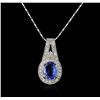 Image 1 : 14KT White Gold 2.24ct Tanzanite and Diamond Pendant With Chain