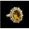 Image 1 : 4.23ct Citrine and Diamond Ring - 14KT Yellow Gold