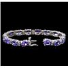 Image 3 : 19.90ctw Tanzanite and Diamond Bracelet - 14KT White Gold