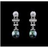 Image 1 : Pearl and Diamond Earrings - 14KT White Gold
