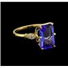 Image 1 : 4.15ct Tanzanite and Diamond Ring - 14KT Yellow Gold