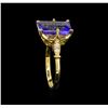 Image 4 : 4.15ct Tanzanite and Diamond Ring - 14KT Yellow Gold